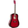 Sx Sd104 Guitarra Acústica Roja Acabado Brillo