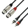 Adam Hall Cables K3 TFC 0600 Cable de audio moldeado 2 x RCA macho a 2 x XLR hembra, 3 m